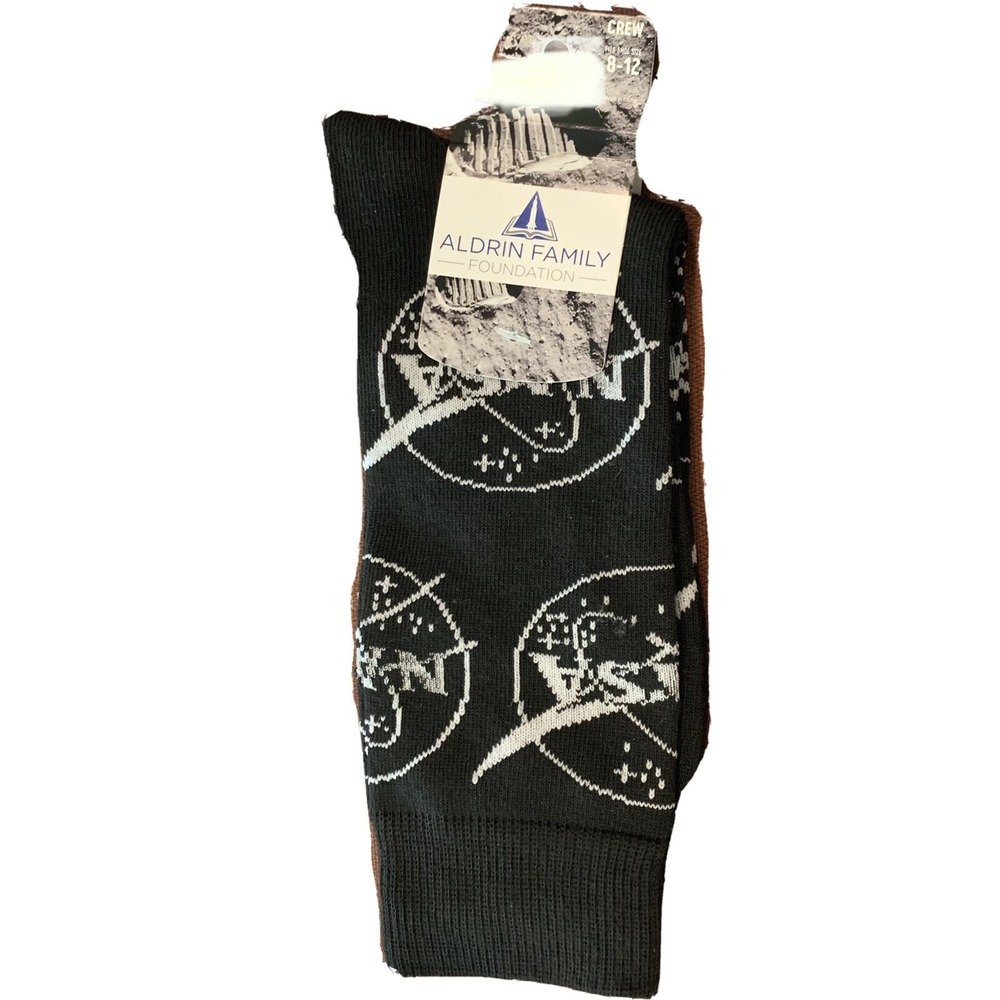 NASA Mens Crew Socks New Aldrin Family Foundation 10-13 Fits Shoe Size 8-12 Nice